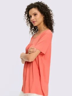 T-shirt fluide en viscose douce à col rond et manches courtes