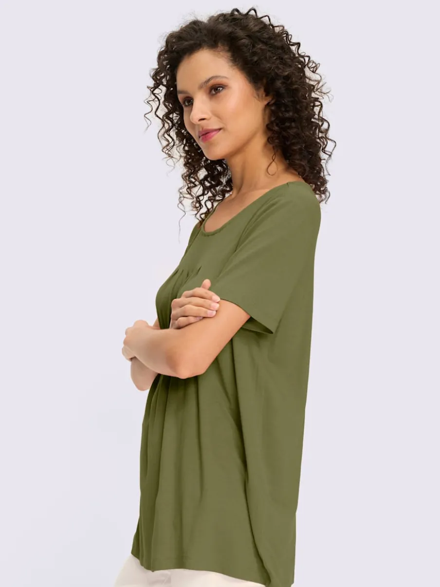 T-shirt fluide en viscose douce à col rond et manches courtes