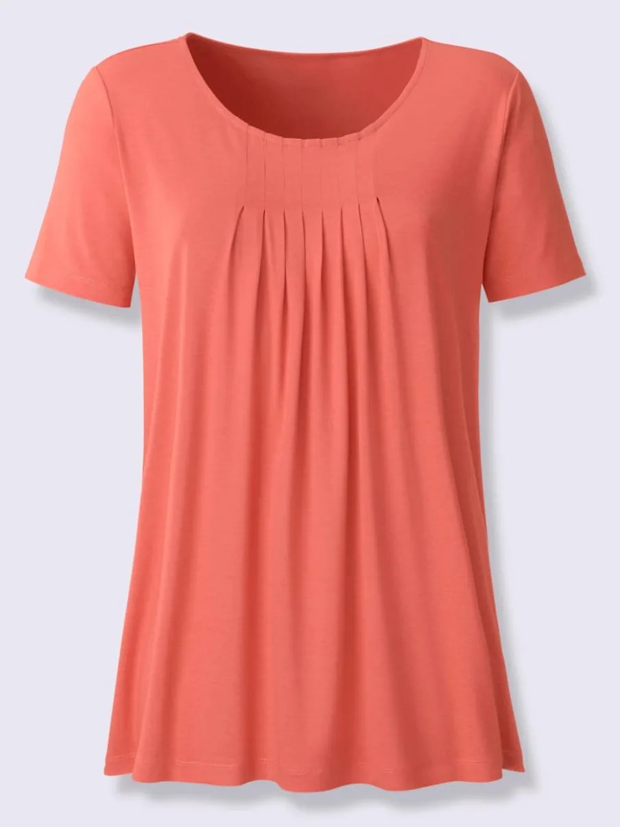 T-shirt fluide en viscose douce à col rond et manches courtes