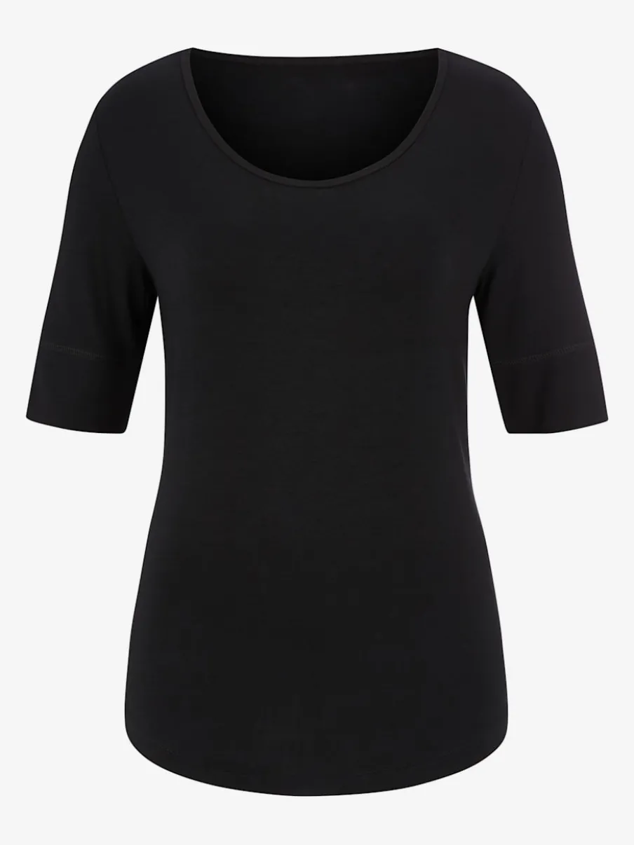 T-shirt fluide à manches doublées et ourlet arrondi