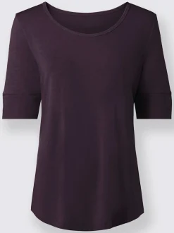 T-shirt fluide à manches doublées et ourlet arrondi