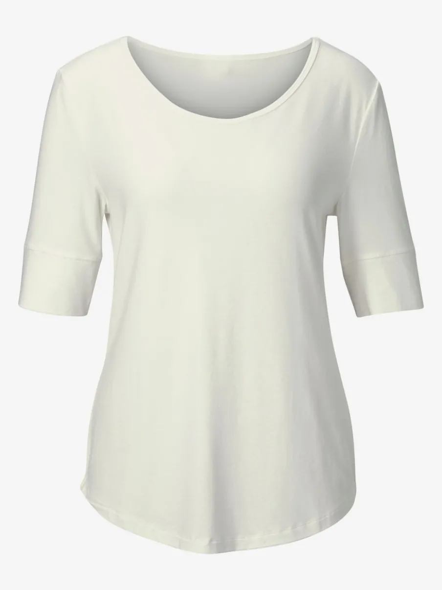 T-shirt fluide à manches doublées et ourlet arrondi