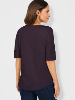T-shirt fluide à manches doublées et ourlet arrondi