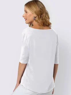 T-shirt fluide à manches doublées et ourlet arrondi