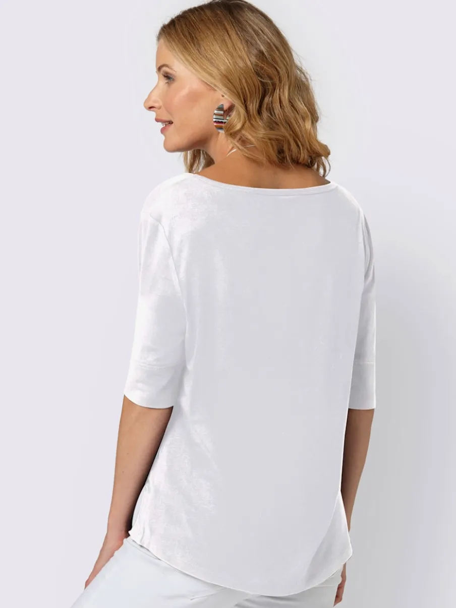 T-shirt fluide à manches doublées et ourlet arrondi