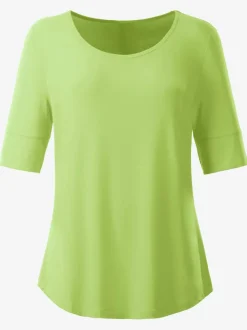 T-shirt fluide à manches doublées et ourlet arrondi