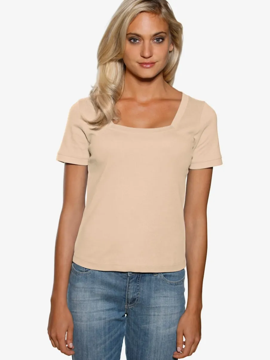 T-shirt à grande encolure carrée avec manches courtes et coupe ajustée