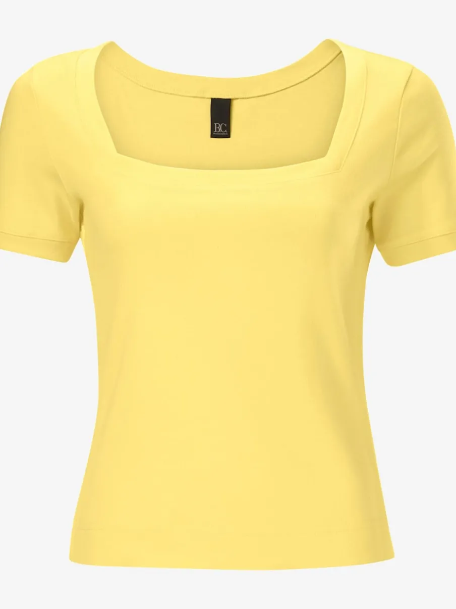 T-shirt à grande encolure carrée avec manches courtes et coupe ajustée