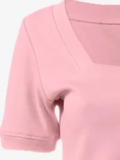 T-shirt à grande encolure carrée avec manches courtes et coupe ajustée