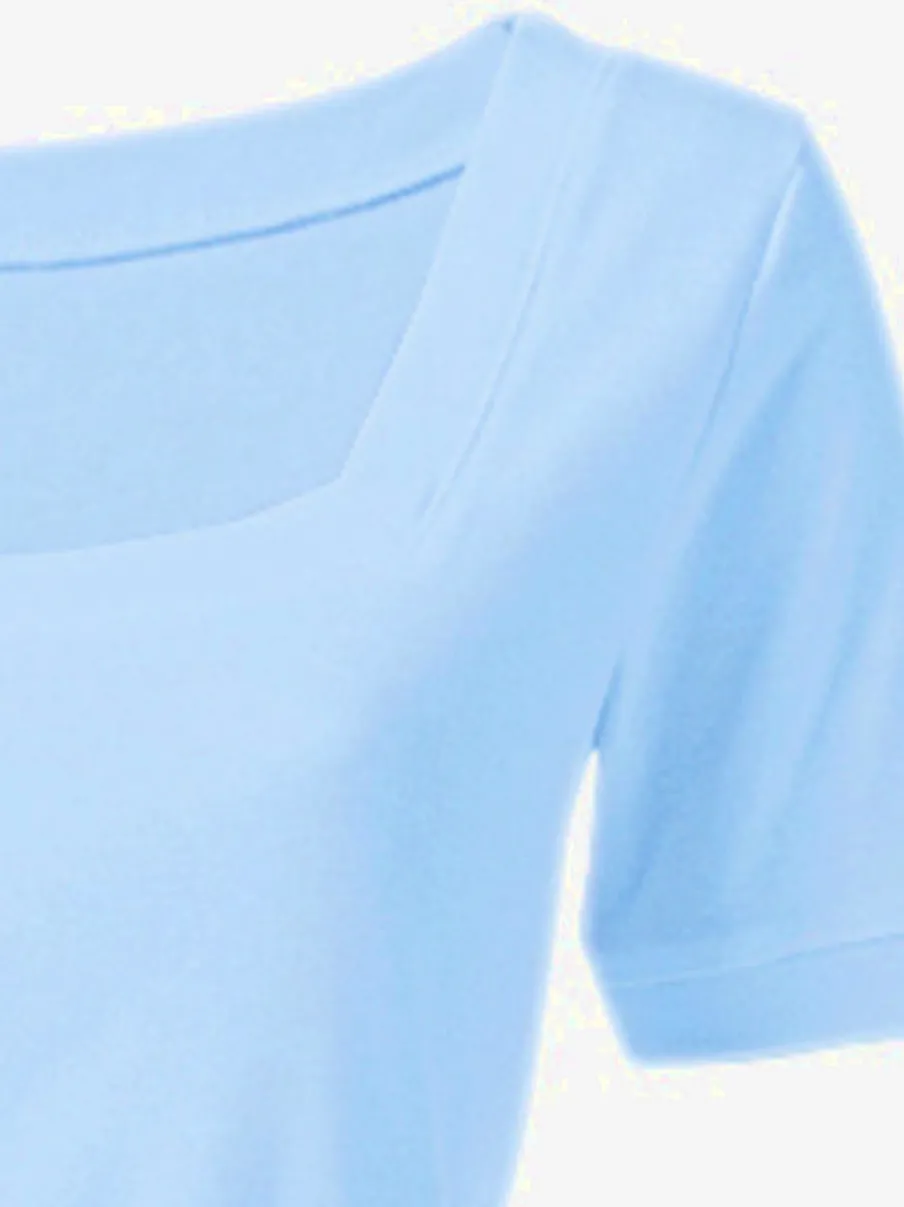 T-shirt à grande encolure carrée avec manches courtes et coupe ajustée