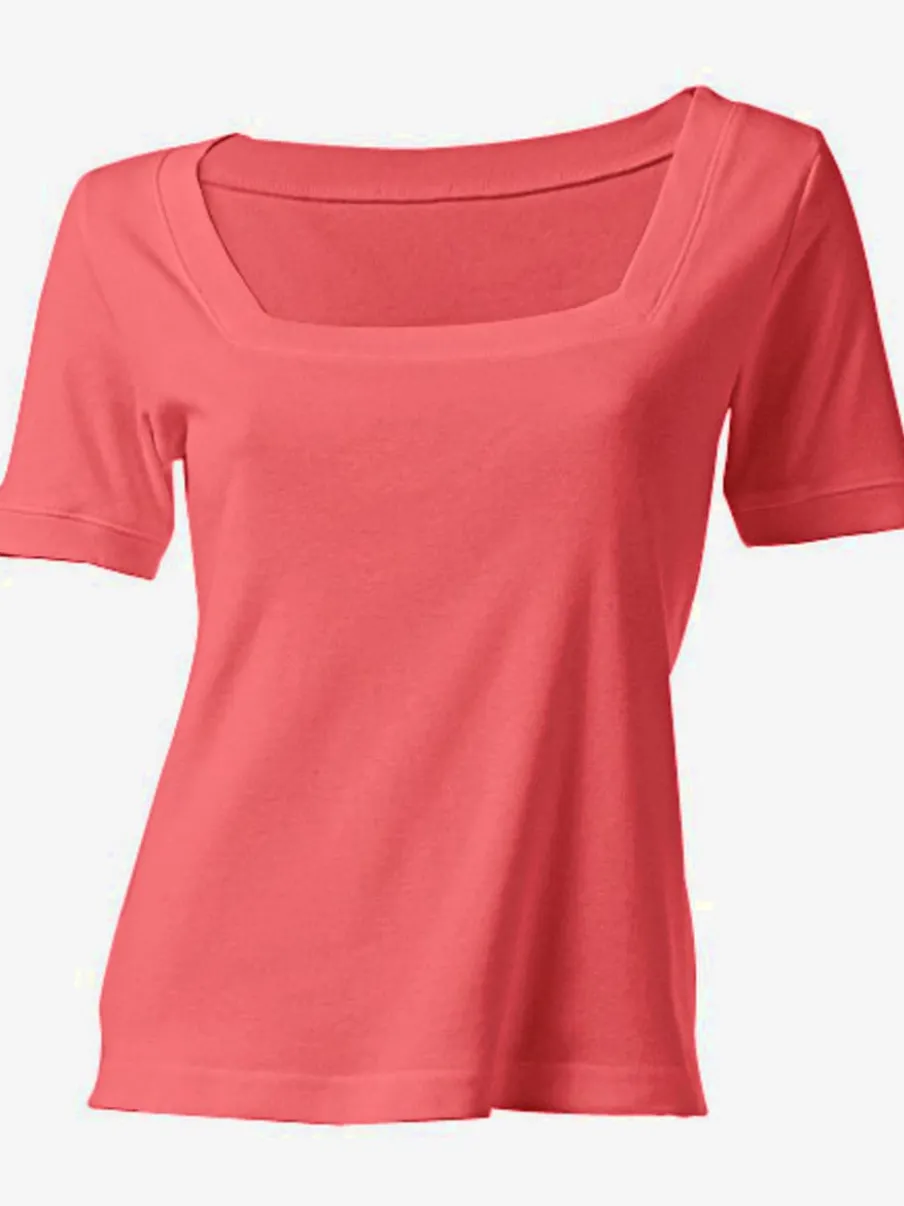 T-shirt à grande encolure carrée avec manches courtes et coupe ajustée
