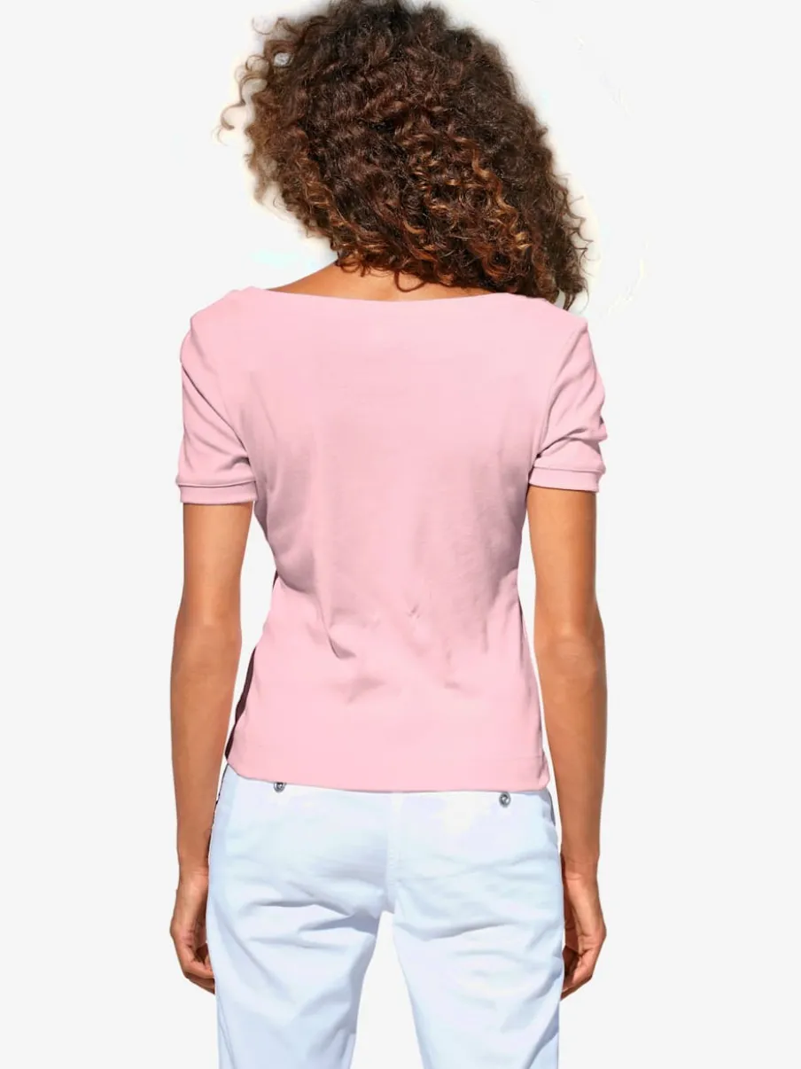 T-shirt à grande encolure carrée avec manches courtes et coupe ajustée