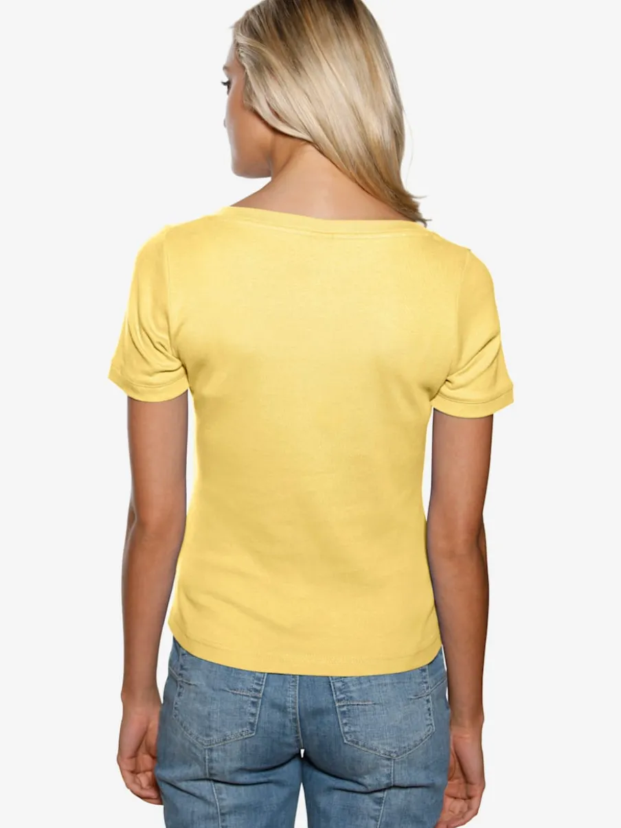 T-shirt à grande encolure carrée avec manches courtes et coupe ajustée