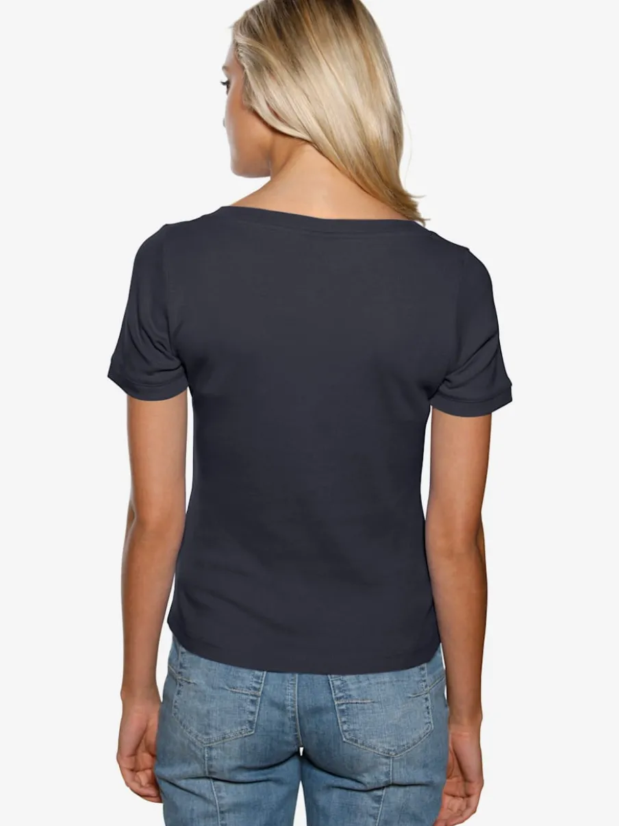 T-shirt à grande encolure carrée avec manches courtes et coupe ajustée