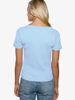 T-shirt à grande encolure carrée avec manches courtes et coupe ajustée