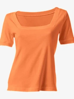 T-shirt à grande encolure carrée avec manches courtes et coupe ajustée