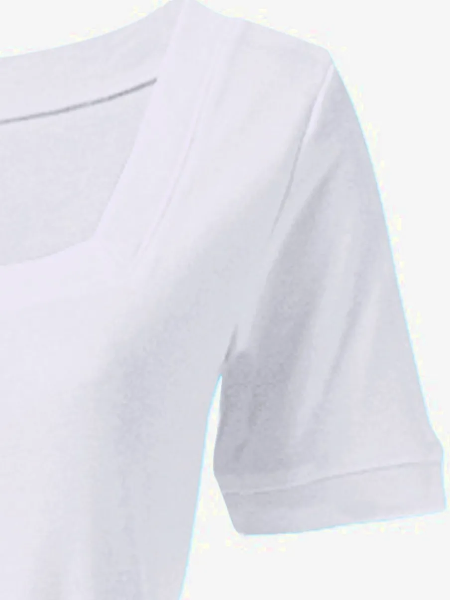 T-shirt à grande encolure carrée avec manches courtes et coupe ajustée