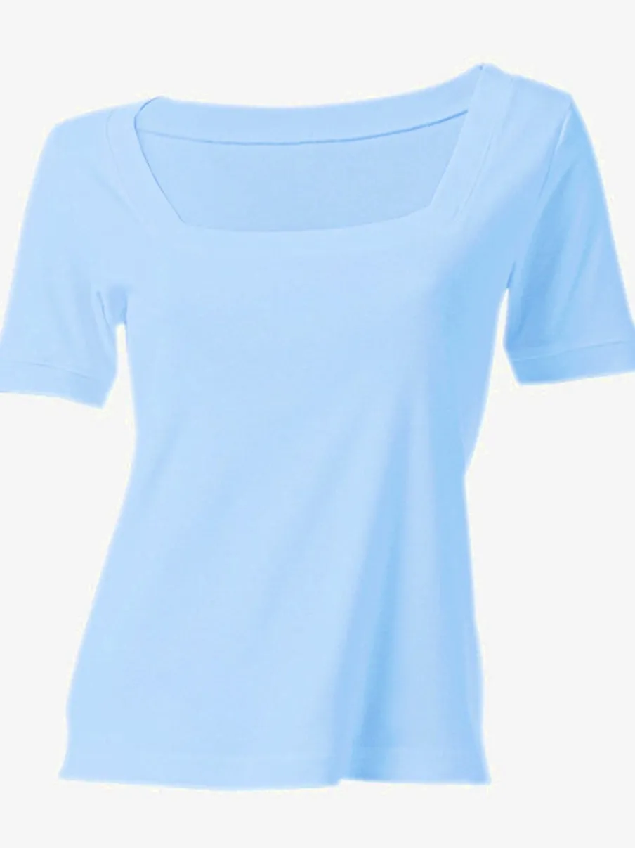 T-shirt à grande encolure carrée avec manches courtes et coupe ajustée