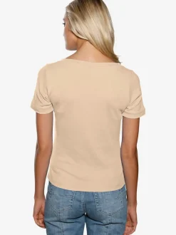 T-shirt à grande encolure carrée avec manches courtes et coupe ajustée