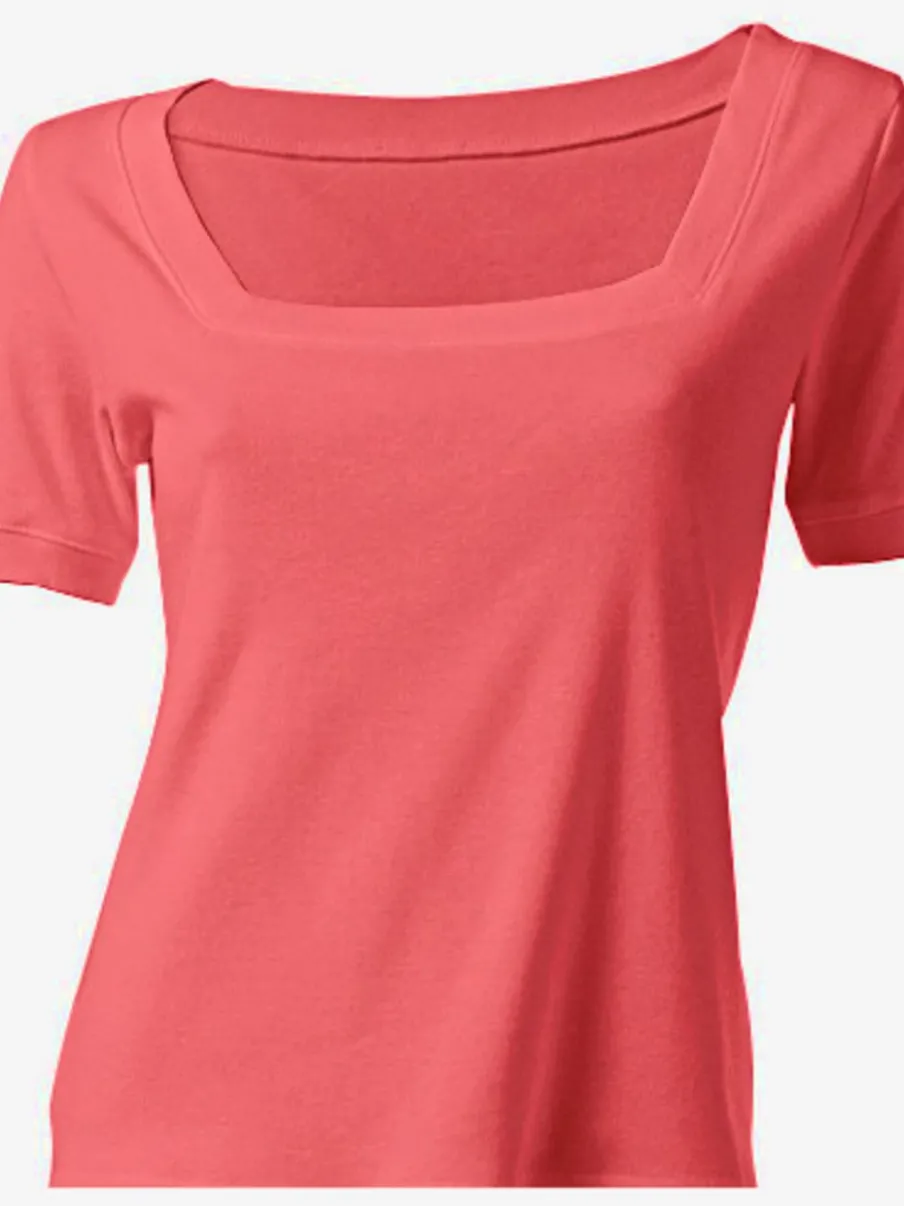 T-shirt à grande encolure carrée avec manches courtes et coupe ajustée