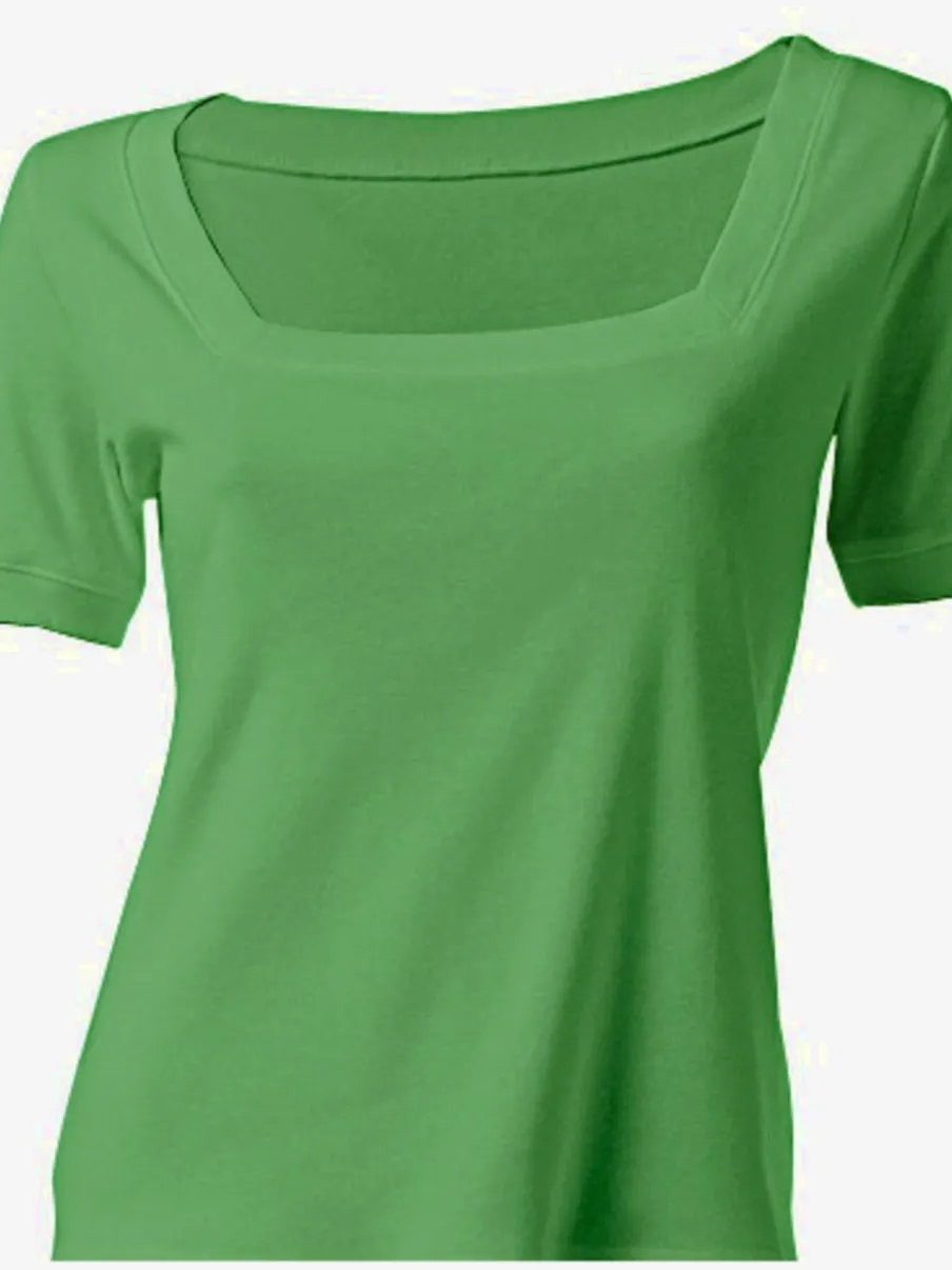 T-shirt à grande encolure carrée avec manches courtes et coupe ajustée