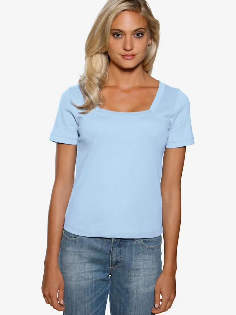 T-shirt à grande encolure carrée avec manches courtes et coupe ajustée