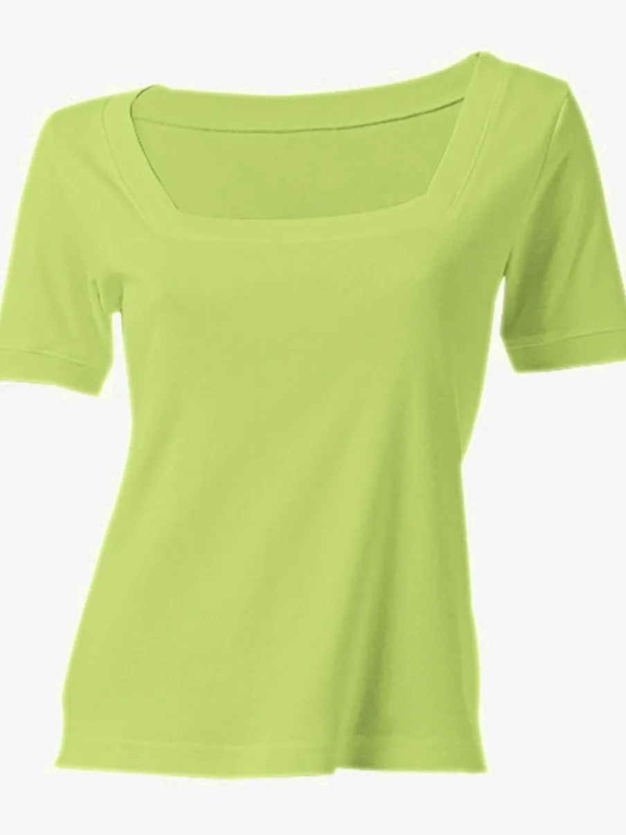 T-shirt à grande encolure carrée avec manches courtes et coupe ajustée