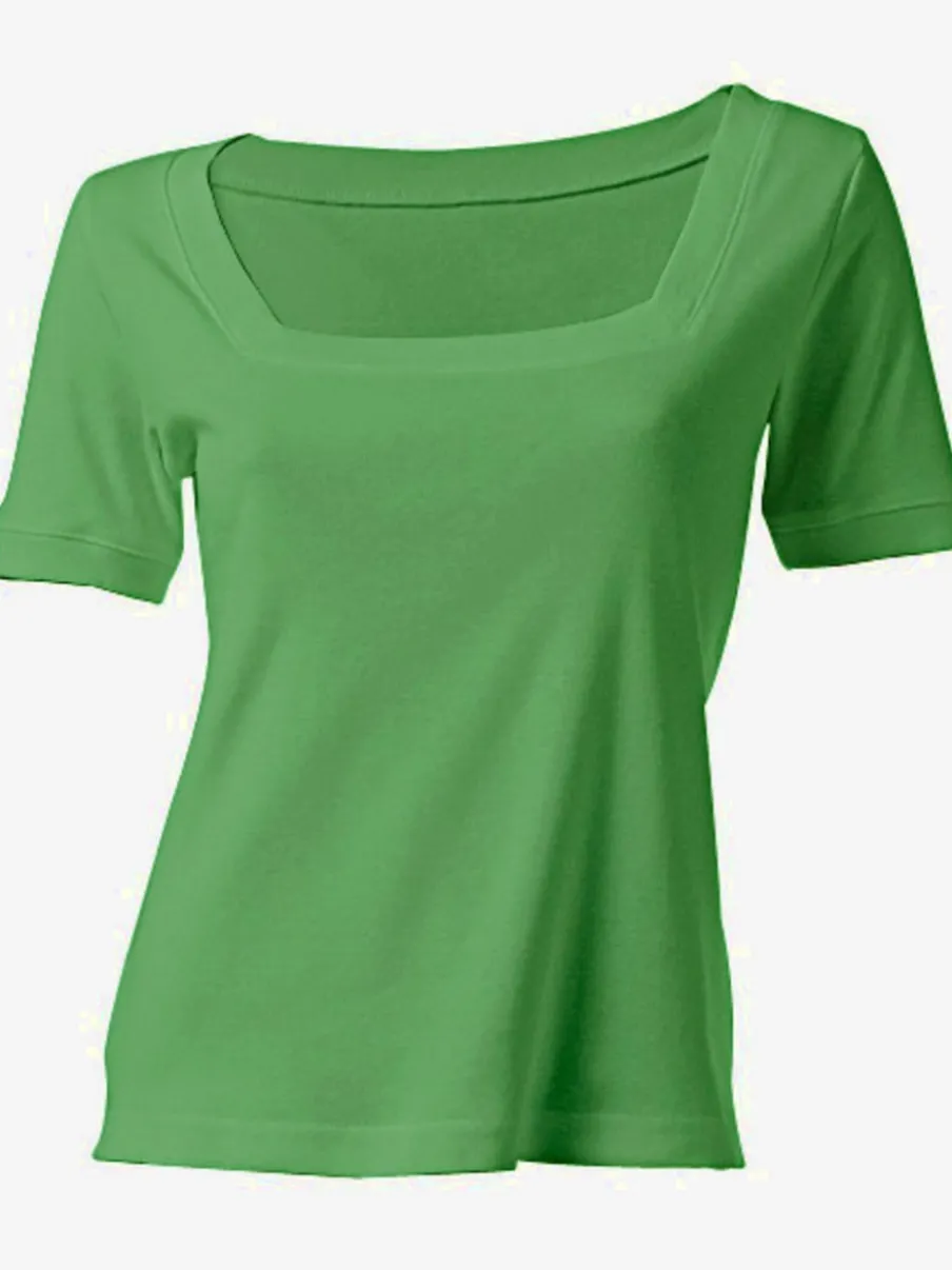 T-shirt à grande encolure carrée avec manches courtes et coupe ajustée