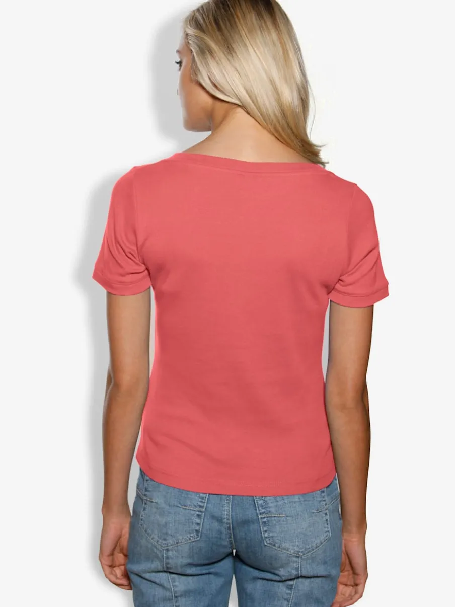 T-shirt à grande encolure carrée avec manches courtes et coupe ajustée