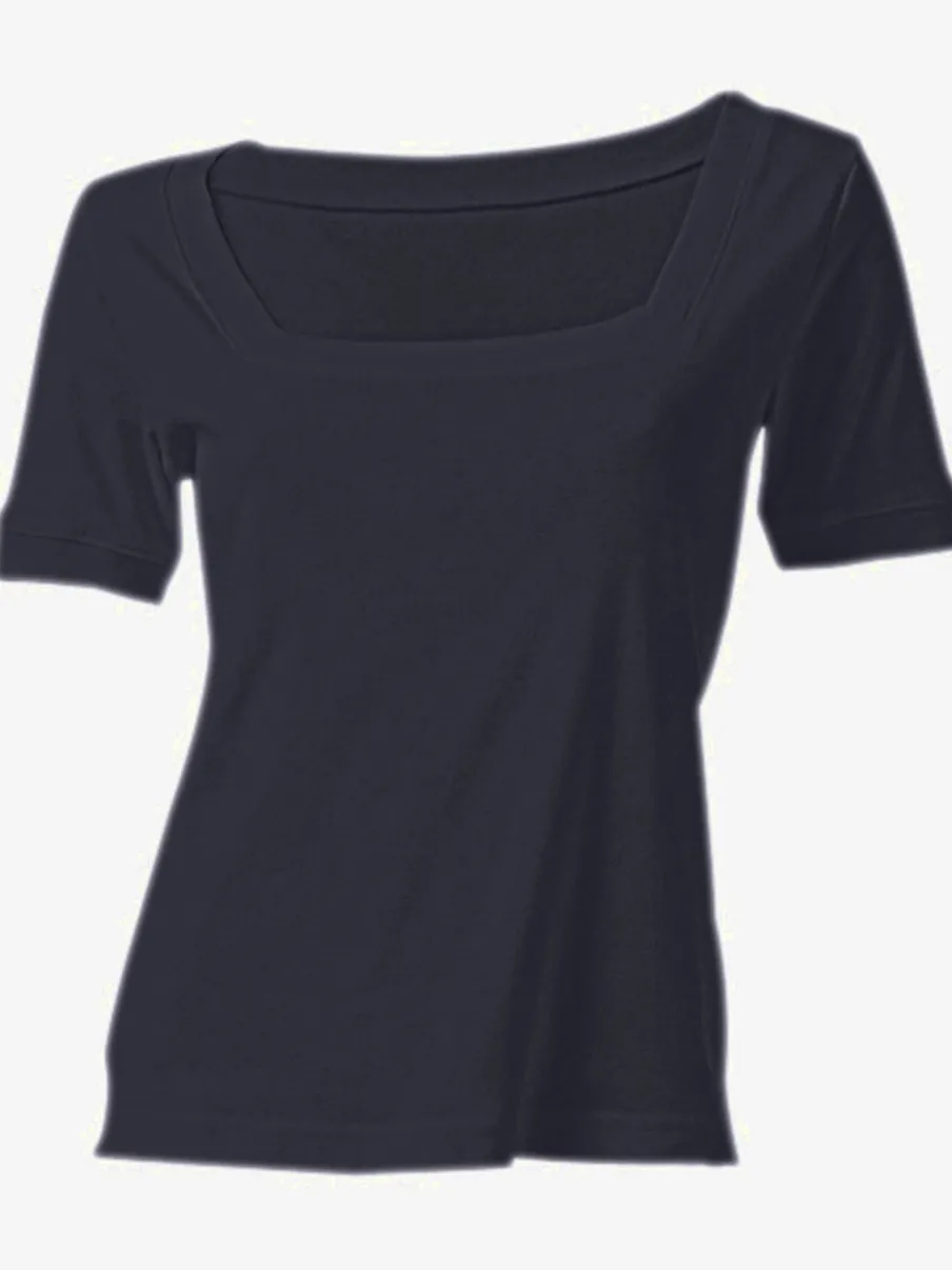T-shirt à grande encolure carrée avec manches courtes et coupe ajustée