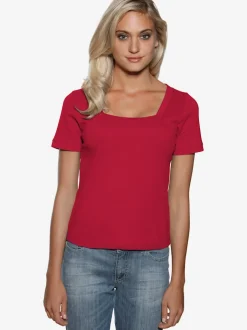 T-shirt à grande encolure carrée avec manches courtes et coupe ajustée