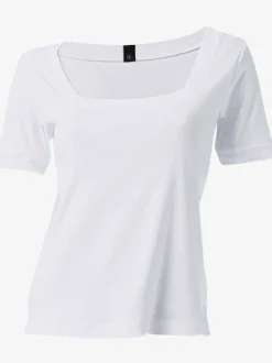T-shirt à grande encolure carrée avec manches courtes et coupe ajustée
