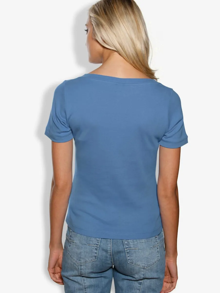 T-shirt à grande encolure carrée avec manches courtes et coupe ajustée