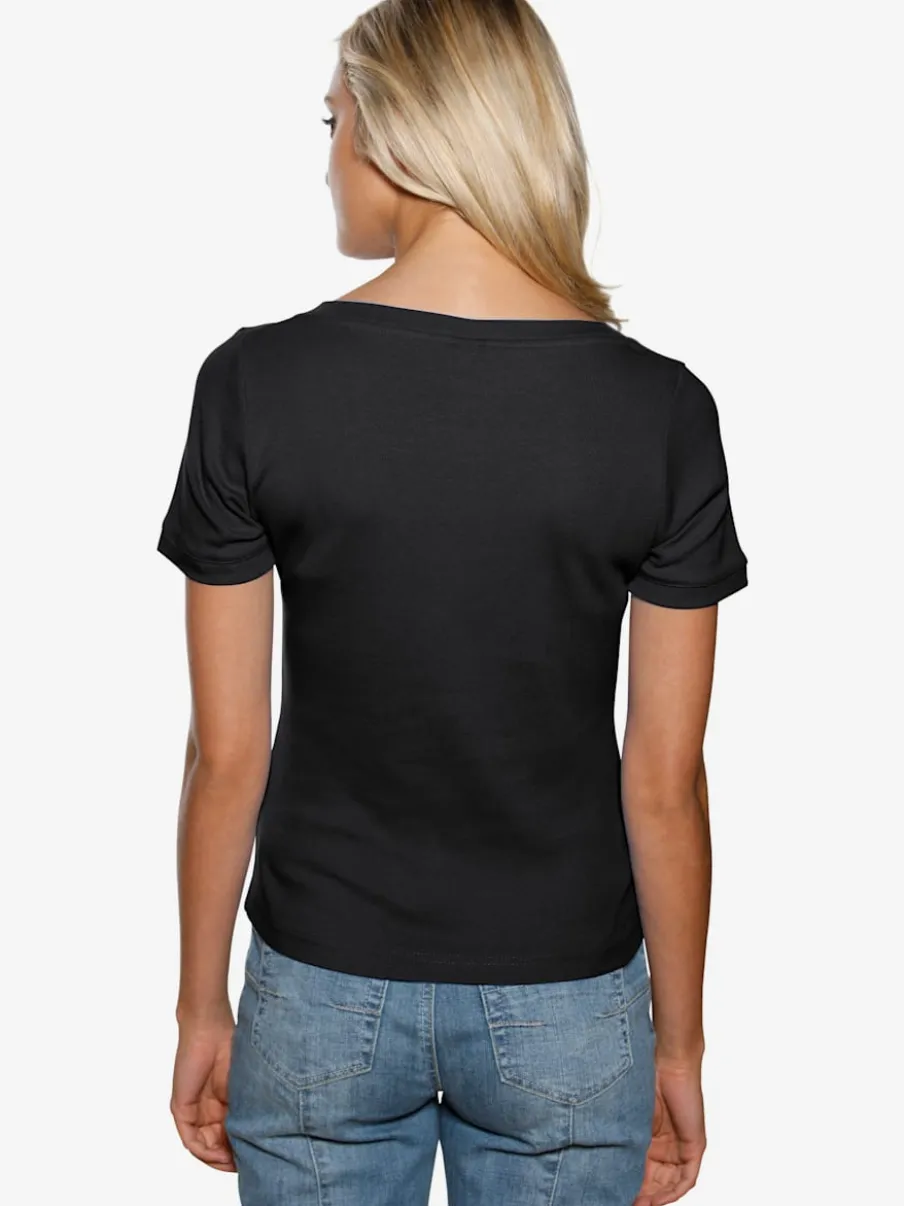 T-shirt à grande encolure carrée avec manches courtes et coupe ajustée