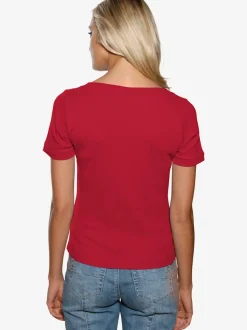 T-shirt à grande encolure carrée avec manches courtes et coupe ajustée