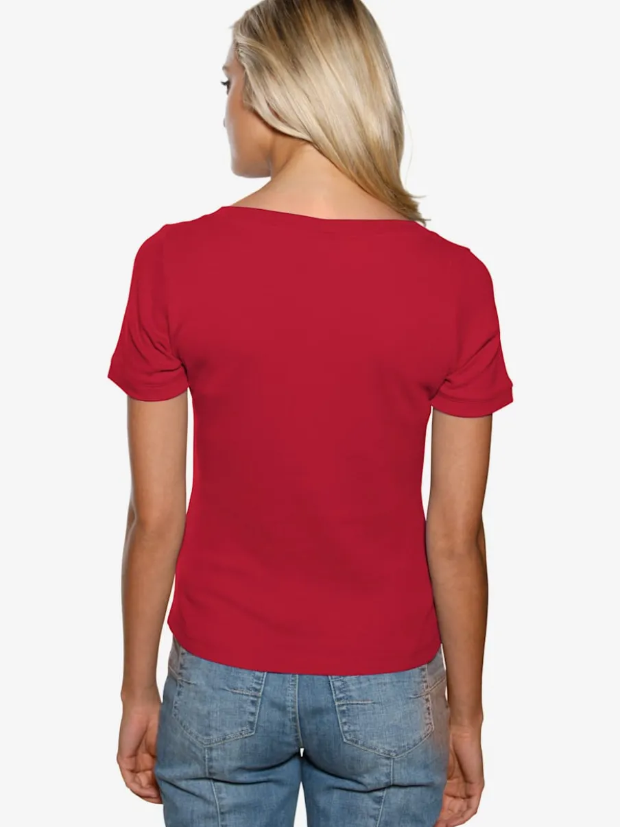 T-shirt à grande encolure carrée avec manches courtes et coupe ajustée