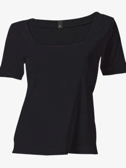 T-shirt à grande encolure carrée avec manches courtes et coupe ajustée