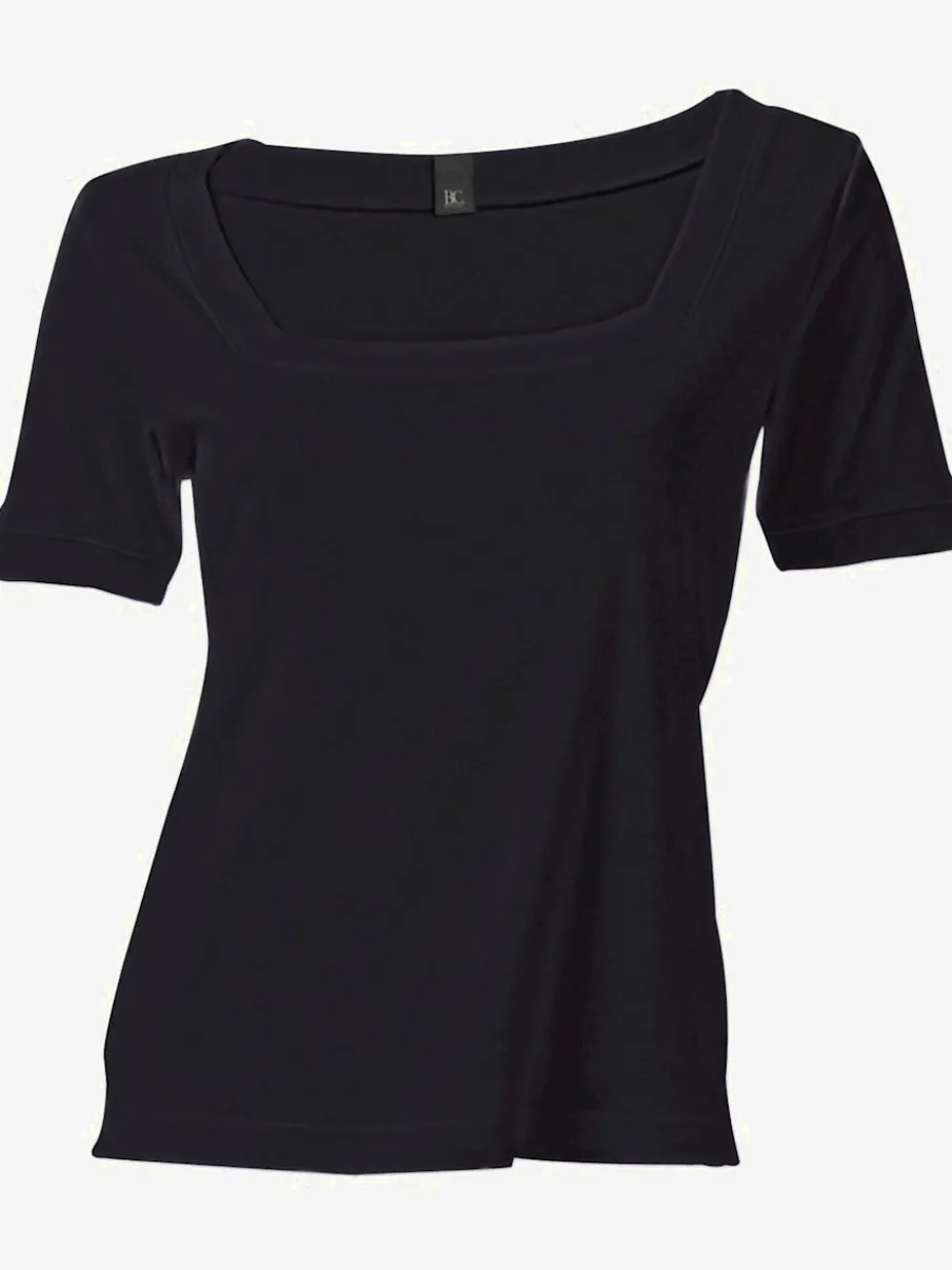T-shirt à grande encolure carrée avec manches courtes et coupe ajustée