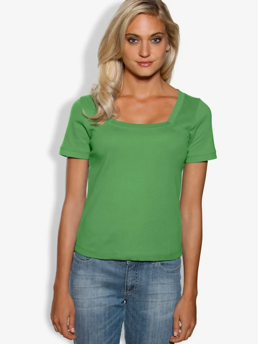 T-shirt à grande encolure carrée avec manches courtes et coupe ajustée