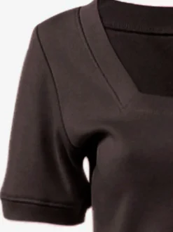 T-shirt à grande encolure carrée avec manches courtes et coupe ajustée