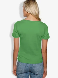 T-shirt à grande encolure carrée avec manches courtes et coupe ajustée