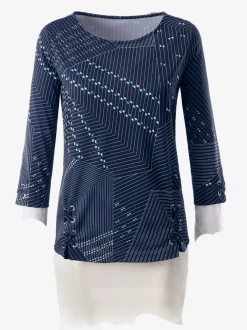 T-shirt graphique avec oeillets et laçages décoratifs