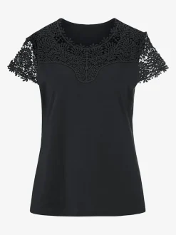 T-shirt haut mancherons broderie anglaise douceur coton-modal