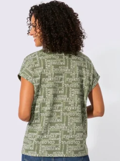 T-shirt imprimé avec encolure ronde et mancherons décontractés