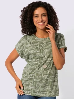 T-shirt imprimé avec encolure ronde et mancherons décontractés