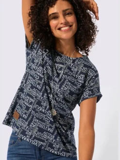 T-shirt imprimé avec encolure ronde et mancherons décontractés