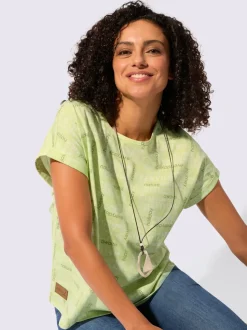 T-shirt imprimé avec encolure ronde et mancherons décontractés