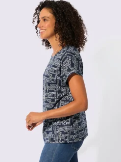 T-shirt imprimé avec encolure ronde et mancherons décontractés