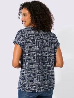T-shirt imprimé avec encolure ronde et mancherons décontractés