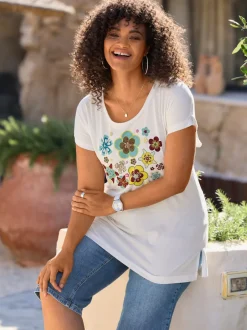 T-shirt imprimé coupe décontractée aux épaules